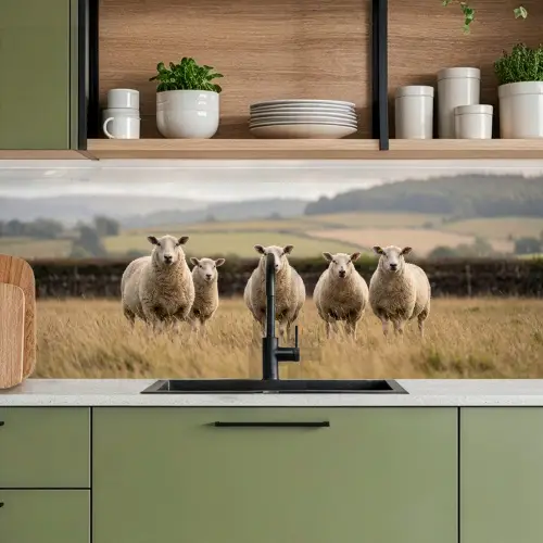 Schapen - Weidenlandschap - Heuvels keuken achterwand 2 middel -sfeer3