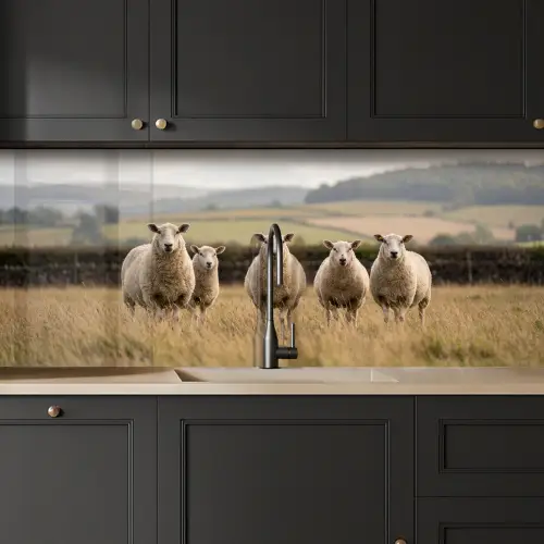 Schapen - Weidenlandschap - Heuvels keuken achterwand 2 middel -sfeer1