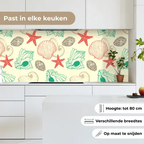 Schelpen - Zeester - Strand - Vintage - Patroon keuken achterwand 2 middel 871 -sfeer4_NL