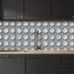 Borden - Bloemen - Blauw - Wit keuken achterwand 2 middel 871 -sfeer1