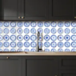 Borden - Bloemen - Patroon - Blauw keuken achterwand 2 middel 871 -sfeer1