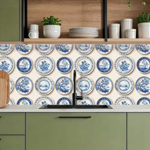 Borden - Bomen - Planten - Blauw keuken achterwand 2 middel 871 -sfeer3