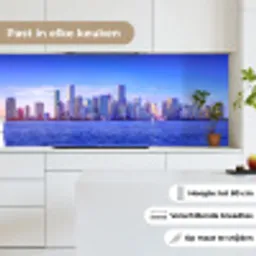 Skyline - Blauw - Wolkenkrabbers - Stad keuken achterwand 2 middel -sfeer4_NL