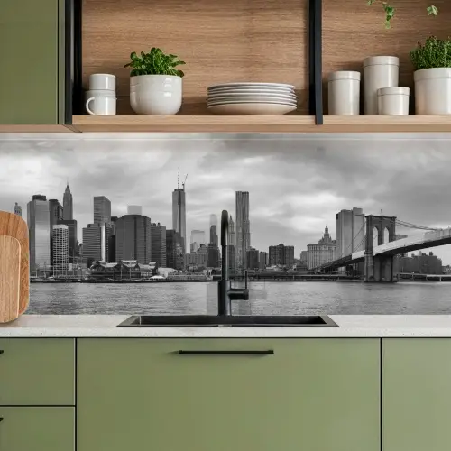 Skyline - Brug - Gebouwen - Kleurloos keuken achterwand 2 middel -sfeer3