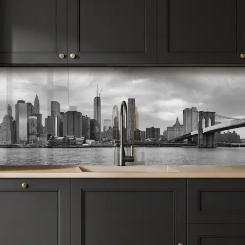 Skyline - Brug - Gebouwen - Kleurloos keuken achterwand 2 middel -sfeer1