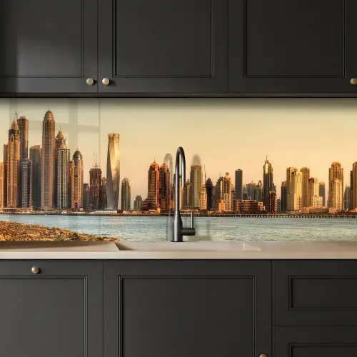 Skyline - Kanaal - Wolkenkrabbers keuken achterwand 2 middel -sfeer1