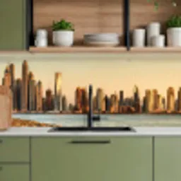 Skyline - Kanaal - Wolkenkrabbers keuken achterwand 2 middel -sfeer3