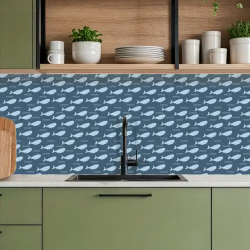 Klein - Oceaan - Golven - Blauw keuken achterwand 2 middel 871 -sfeer3