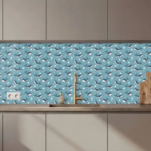Klein - Oceaan - Walvis - Zeester keuken achterwand 2 middel 871 zz_3dshopping