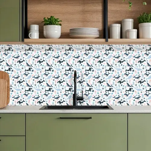 Klein - Oceaan - Walvissen - Octopus keuken achterwand 2 middel 871 -sfeer3