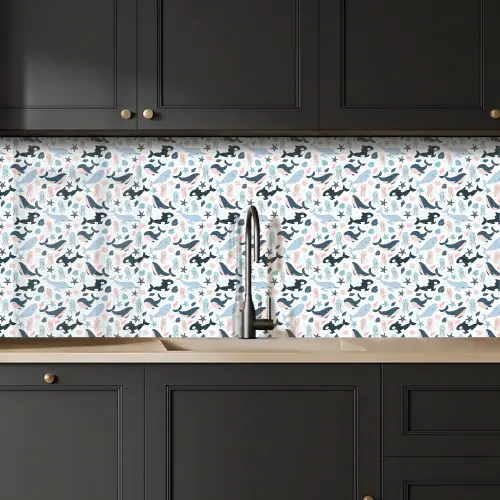 Klein - Oceaan - Walvissen - Octopus keuken achterwand 2 middel 871 -sfeer1