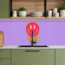Smiley - Drip - Neon keuken achterwand 2 middel -sfeer3
