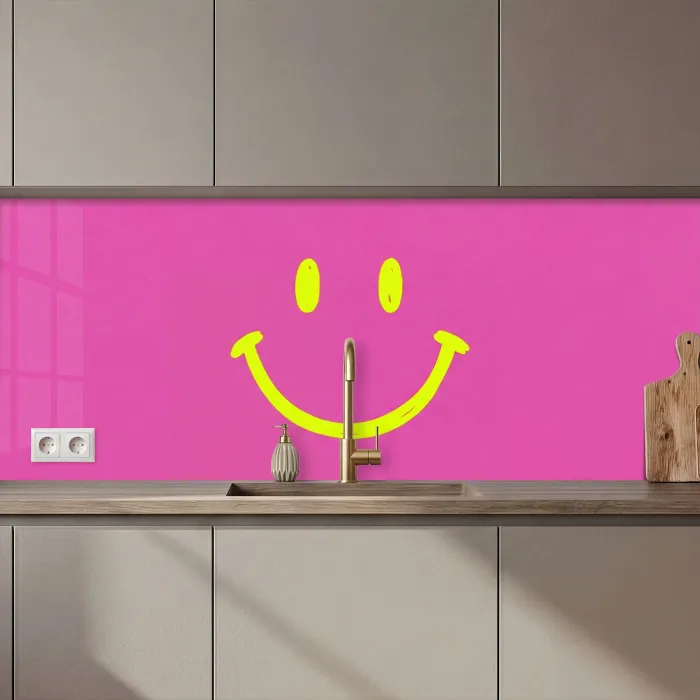 Smiley - Vrolijk - Roze keuken achterwand 2 middel zz_3dshopping