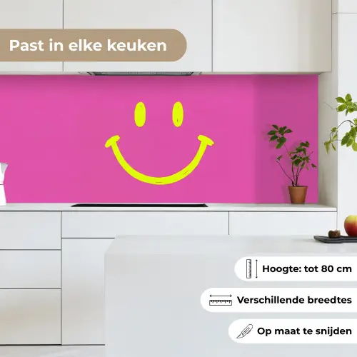 Smiley - Vrolijk - Roze keuken achterwand 2 middel -sfeer4_NL