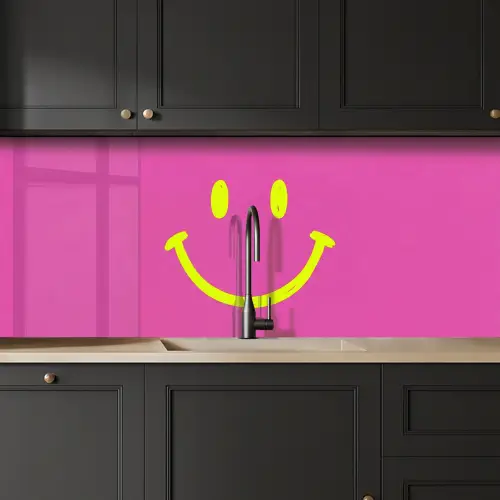 Smiley - Vrolijk - Roze keuken achterwand 2 middel -sfeer1