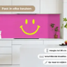 Smiley - Vrolijk - Roze keuken achterwand 2 middel -sfeer4_NL