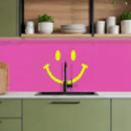 Smiley - Vrolijk - Roze keuken achterwand 2 middel -sfeer3