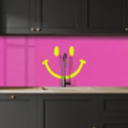 Smiley - Vrolijk - Roze keuken achterwand 2 middel -sfeer1
