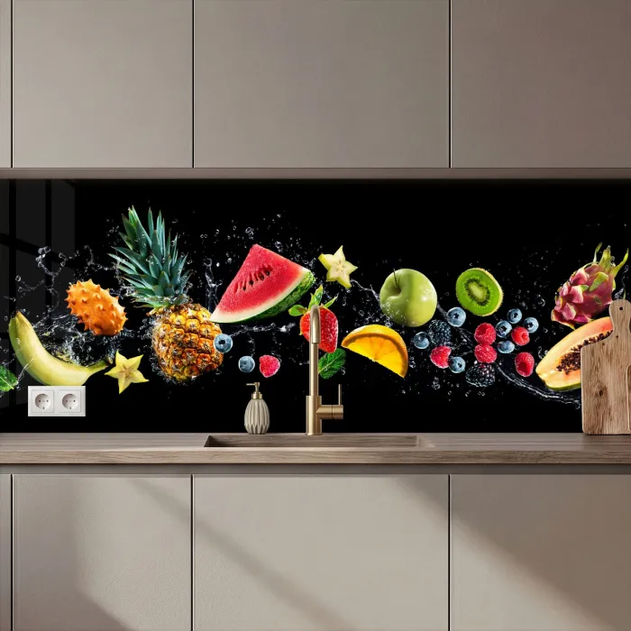 Splash - Fruit - Zwart keuken achterwand 2 middel zz_3dshopping