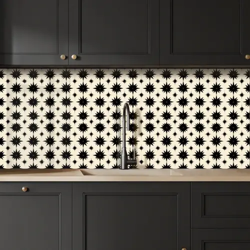 Stervormen - Geometrisch - Zwart keuken achterwand 2 middel 871 -sfeer1