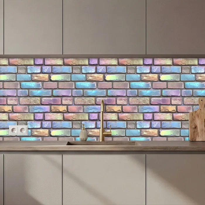 Stenen - Regenboog - Metallic keuken achterwand 2 middel 871 zz_3dshopping