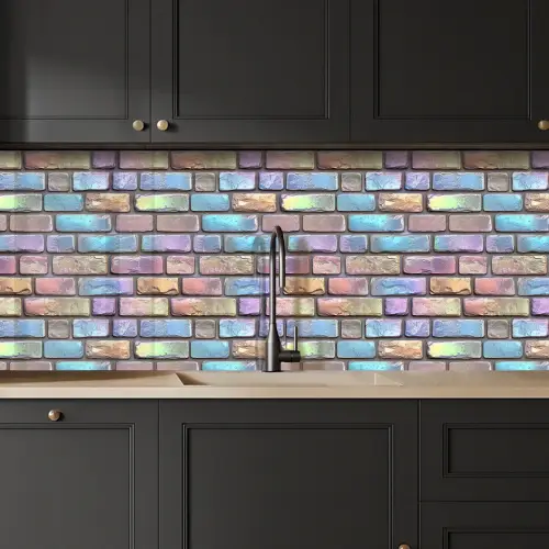 Stenen - Regenboog - Metallic keuken achterwand 2 middel 871 -sfeer1