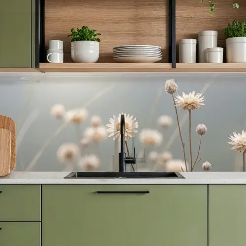 Strobloemen - Wit - Daglicht keuken achterwand 2 middel -sfeer3