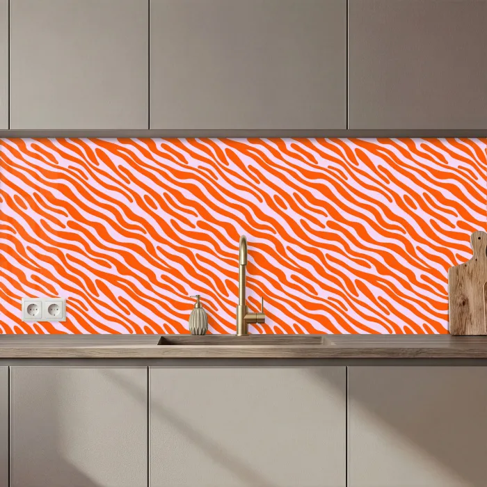 Strepen - Dynamisch - Oranje keuken achterwand 2 middel 871 zz_3dshopping