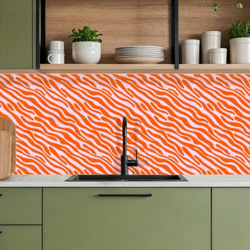 Strepen - Dynamisch - Oranje keuken achterwand 2 middel 871 -sfeer3
