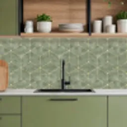 Subtiel - Geometrisch - Goud - Groen keuken achterwand 2 middel 871 -sfeer3