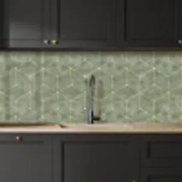 Subtiel - Geometrisch - Goud - Groen keuken achterwand 2 middel 871 -sfeer1