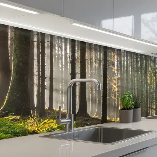 Zon - Takken - Bomen - Bos - Natuur keuken achterwand 2 groot -3d_schuin