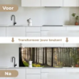 Zon - Takken - Bomen - Bos - Natuur keuken achterwand 2 groot -voor-na_NL
