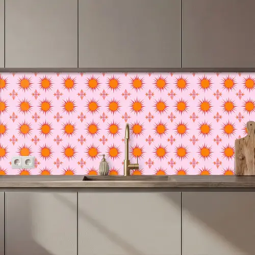 Zon - Patroon - Roze keuken achterwand 2 middel 871 zz_3dshopping