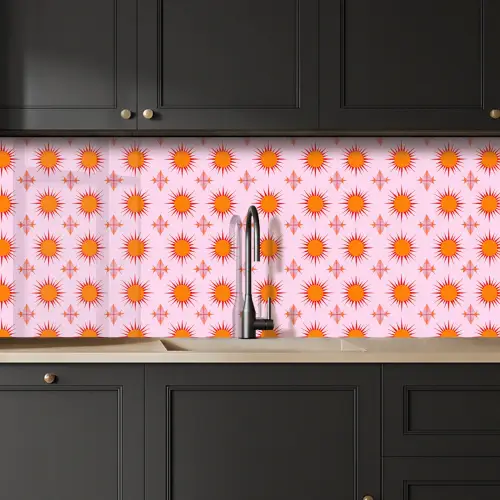 Zon - Patroon - Roze keuken achterwand 2 middel 871 -sfeer1