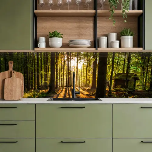 Zon - Bomen - Bos - Landschap - Natuur keuken achterwand 2 groot -sfeer3