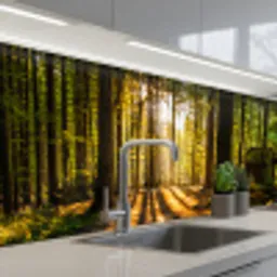 Zon - Bomen - Bos - Landschap - Natuur keuken achterwand 2 groot -3d_schuin