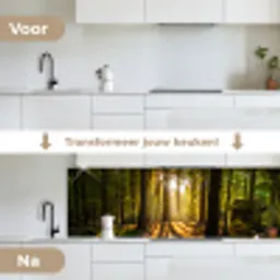 Zon - Bomen - Bos - Landschap - Natuur keuken achterwand 2 groot -voor-na_NL