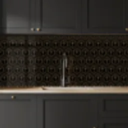 Zonnestraal - Zwart - Goud - Stippen keuken achterwand 2 middel 871 -sfeer1