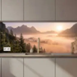 Zonlicht - Mist - Bergen - Bomen keuken achterwand 2 middel zz_3dshopping
