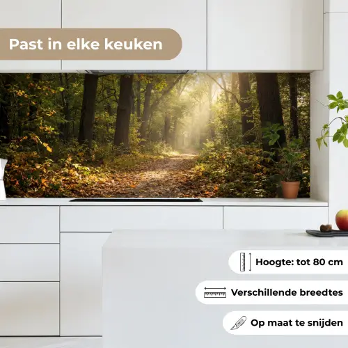 Zonlicht - Bospad - Bomen keuken achterwand 2 middel -sfeer4_NL