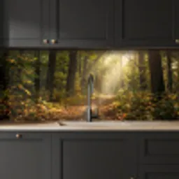 Zonlicht - Bospad - Bomen keuken achterwand 2 middel -sfeer1