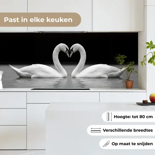 Zwanen - Hart - Zwart - Wit keuken achterwand 2 middel -sfeer4_NL