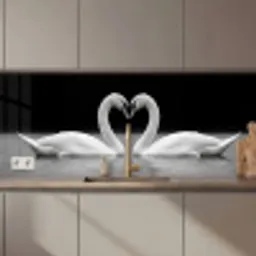 Zwanen - Hart - Zwart - Wit keuken achterwand 2 middel zz_3dshopping