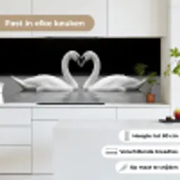 Zwanen - Hart - Zwart - Wit keuken achterwand 2 middel -sfeer4_NL