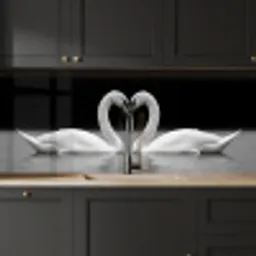 Zwanen - Hart - Zwart - Wit keuken achterwand 2 middel -sfeer1