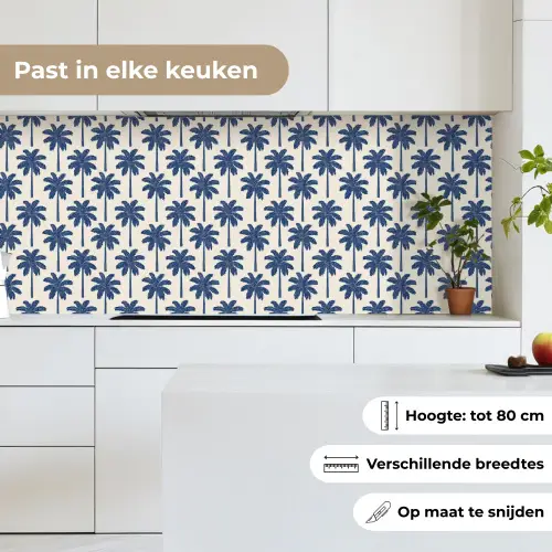 Symmetrisch - Palm - Blauw keuken achterwand 2 middel 871 -sfeer4_NL