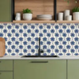 Symmetrisch - Palm - Blauw keuken achterwand 2 middel 871 -sfeer3