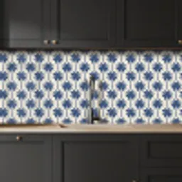 Symmetrisch - Palm - Blauw keuken achterwand 2 middel 871 -sfeer1