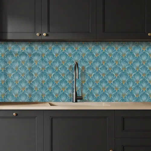Symmetrisch - Patroon - Blauw keuken achterwand 2 middel 871 -sfeer1